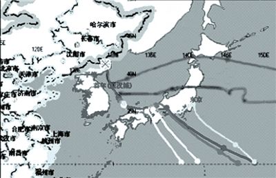 中國(guó)環(huán)保部發(fā)布的模擬軌跡圖。