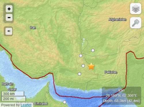 伊朗巴基斯坦交界處發(fā)生5.7級地震深度68公里