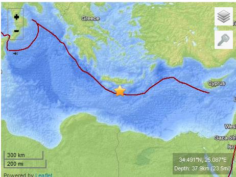希臘克里特島海域發(fā)生5.6級地震暫無傷亡損失